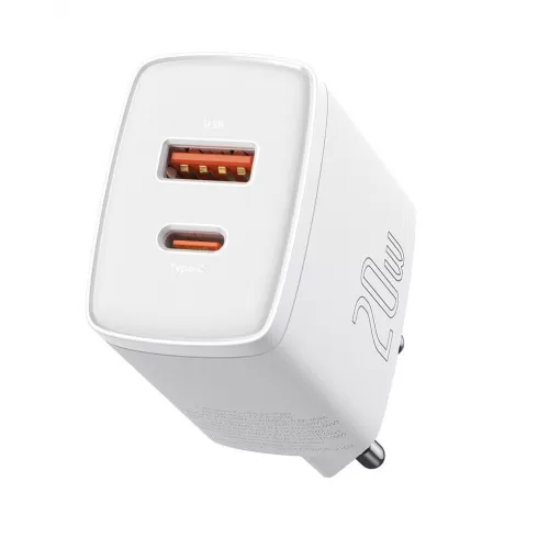 Φορτιστής Baseus - Compact quick charger USB Type C / USB  - 20W 3A Power Delivery - Quick Charge 3.0 -  Λευκό (CCXJ-B02) 