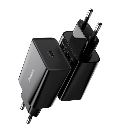 Φορτιστής Baseus Speed Mini - fast wall charger - EU USB Type C, 20W, 3A - Quick Charge - Μαύρο (CCFS-SN01)