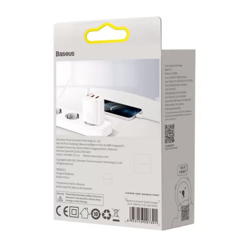 Baseus Compact quick charger USB Type C / 2x USB 30W 3A Power Delivery Quick Charge white (CCXJ-E02) #5