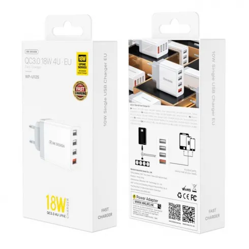 Wekome Φορτιστής WP-U125 με 4 θύρες USB-A 18W Quick Charge 3.0 λευκός #1