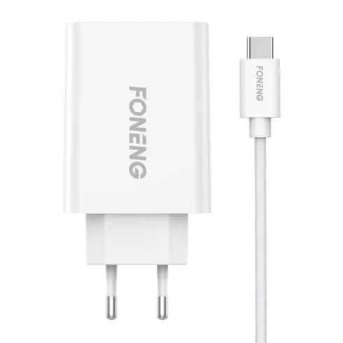 Foneng Φορτιστής USB-C EU43 10.5W & καλώδιο USB-A to USB-C λευκό
