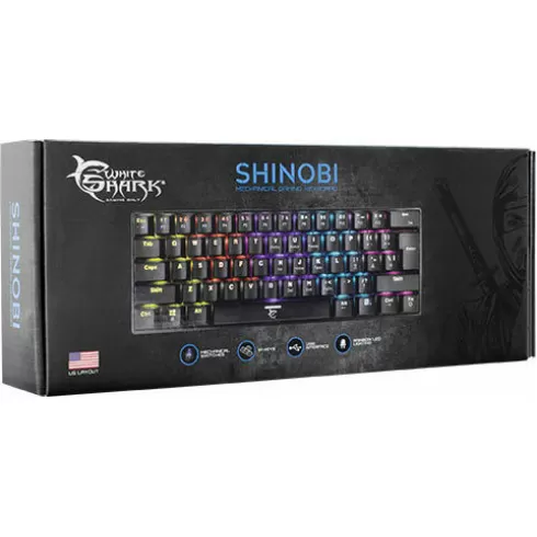 White Shark Shinobi Gaming Μηχανικό Πληκτρολόγιο 60% με Outemu Blue διακόπτες και RGB φωτισμό Αγγλικό US GK-2022B-BLK #4
