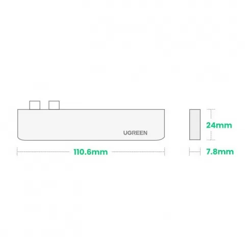 Ugreen Multifunctional HUB 2x USB Typ C - USB Typ C PD (Thunderbolt 3, 100W, 4K@60 Hz, 10 Gbps) / HDMI 4K@30 Hz / 3x USB 3.0 for MacBook Pro / Air, Γκρι (60559) #10