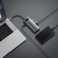 Baseus Metal Gleam 9in1 multifunctional HUB USB Type C - 3x USB 3.2 Gen 1 5Gbps / USB Type C PD 100W / VGA Full HD 60Hz / HDMI 4K 30Hz / czytnik kart TF i SD / RJ45 1Gbps gray (CAHUB-CU0G) #9