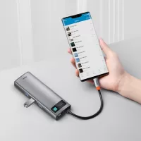 Baseus Metal Gleam 9in1 multifunctional HUB USB Type C - 3x USB 3.2 Gen 1 5Gbps / USB Type C PD 100W / VGA Full HD 60Hz / HDMI 4K 30Hz / czytnik kart TF i SD / RJ45 1Gbps gray (CAHUB-CU0G) #10