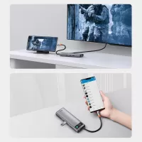 Baseus Metal Gleam 9in1 multifunctional HUB USB Type C - 3x USB 3.2 Gen 1 5Gbps / USB Type C PD 100W / VGA Full HD 60Hz / HDMI 4K 30Hz / czytnik kart TF i SD / RJ45 1Gbps gray (CAHUB-CU0G) #18