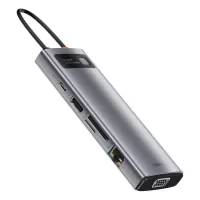 Baseus Metal Gleam 9in1 multifunctional HUB USB Type C - 3x USB 3.2 Gen 1 5Gbps / USB Type C PD 100W / VGA Full HD 60Hz / HDMI 4K 30Hz / czytnik kart TF i SD / RJ45 1Gbps gray (CAHUB-CU0G) #3