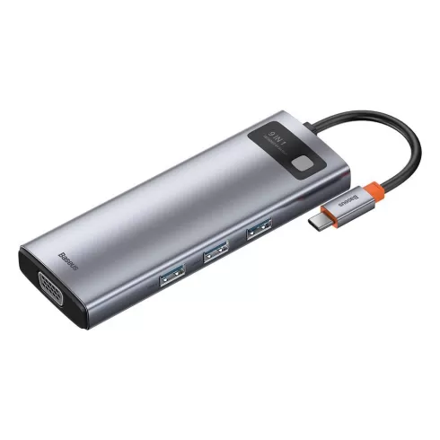 Baseus Metal Gleam 9in1 multifunctional HUB USB Type C - 3x USB 3.2 Gen 1 5Gbps / USB Type C PD 100W / VGA Full HD 60Hz / HDMI 4K 30Hz / czytnik kart TF i SD / RJ45 1Gbps gray (CAHUB-CU0G) #6