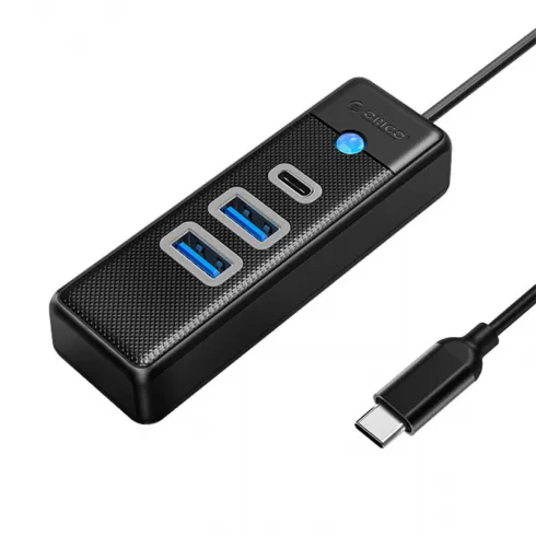 Orico Hub Adapter USB-C to 2x USB 3.0 + USB-C, 5 Gbps, 0.15m (Black) #1