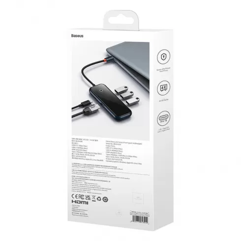 Baseus Hub 5in1 AcmeJoy series USB-C to 2xUSB 3.0 + USB 2.0 + USB-C PD + HDMI (dark grey) WKJZ010213 #8