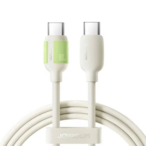 Joyroom S-A53 Καλώδιο δεδομένων και φόρτισης USB-C σε USB-C 60W 1.2m με φθορίζουσα άκρη - μπεζ