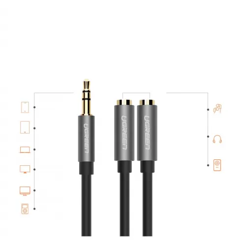 Ugreen 3,5 mm mini jack AUX splitter adapter cable 20cm - Ασημί (10532) #1