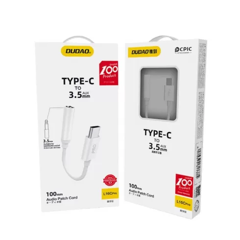 Dudao Converter Adapter από USB Type C σε headphones jack 3,5 mm (female) Λευκό (L16CPro white) #2