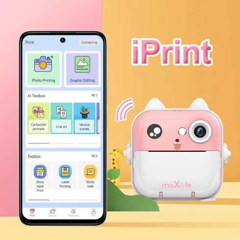 Maxlife printing camera MXPC-100 pink – Παιδική ψηφιακή φωτογραφική μηχανή στιγμιαίας εκτύπωσης σε ροζ χρώμα #5