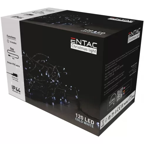 Entac Christmas IP44 120 LED Light 6400K 9m