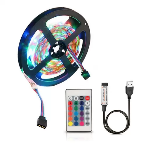 Ταινία LED RGB 2m SMD με Τηλεχειριστήριο ΟΕΜ ZDM USB 5V Flexible Discoloration RGB 2835 LED String Lamp with Remote Control