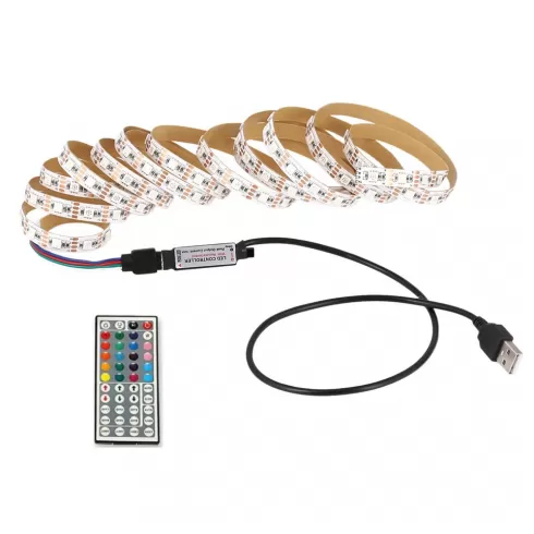 OEM usb ταινία led πολύχρωμη 5050 RGB 2m με τηλεχειριστήριο 44 πλήκτρων