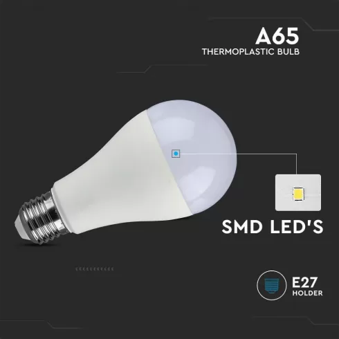 V-TAC Λάμπα LED E27 A65 SMD 15W φυσικό λευκό 4000K #3