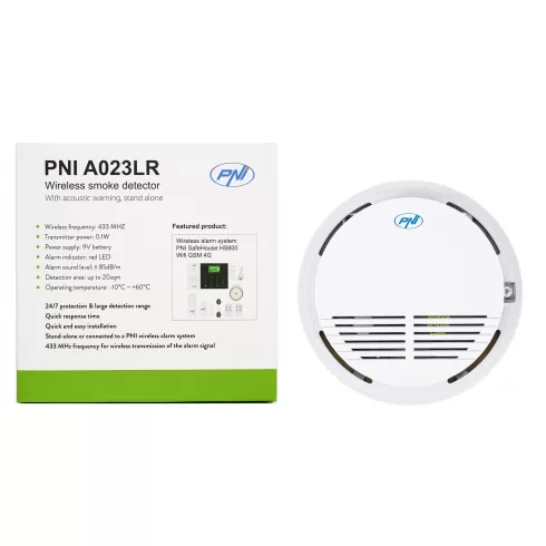 PNI A023LR Ασύρματος αισθητήρας καπνού, συμβατός με ασύρματα συστήματα συναγερμού PNI