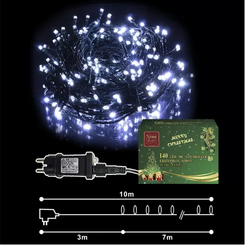 Xmasfest 140 LED λευκά εξωτερικά λαμπάκια  L.V. 1132590