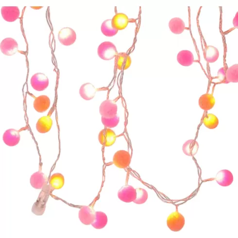 Eurolamp Υφασμάτινες Μπάλες Λευκές και Ροζ 100 Led 600-11289