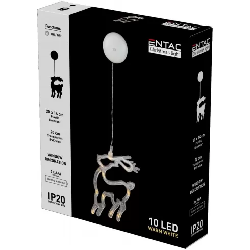 Entac Χριστουγεννιάτικη διακόσμηση παραθύρου τάρανδος 10 LED θερμό (3xAA Δεν Περιλαμβ.) #1