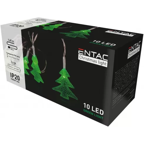 Entac Χριστουγεννιάτικα Εσωτερικά PVC Πράσινα Δέντρα 10 LED 1,65μ (2xAA Δεν Περιλαμβ.)