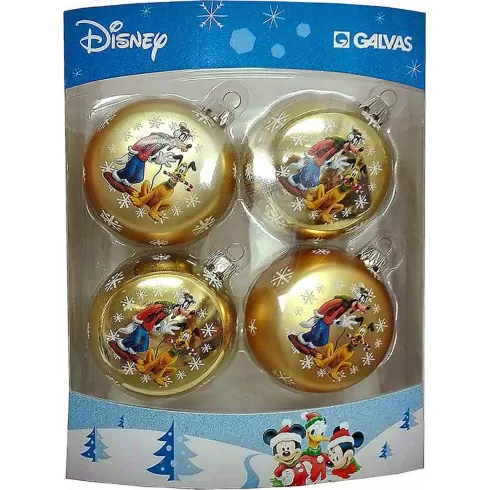 Disney Mickey & Friends στολίδι μπάλα χρυσή 7.5cm 4τμχ 0170429