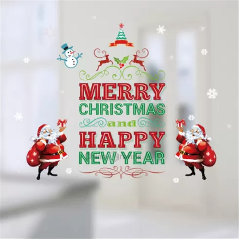 Χριστουγεννιάτικο αυτοκόλλητο Happy New Year Letter Christmas DIY Removable Wall Stickers 