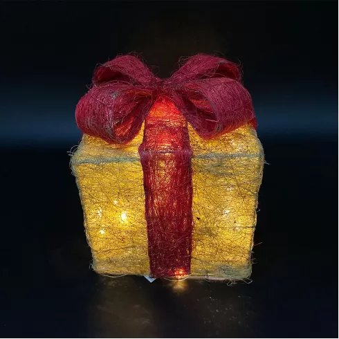 Χριστουγεννιάτικο φωτιζόμενο κουτί δώρου με 20 Led μπαταρίας 15x15x15cm 1131698 Xmasfest