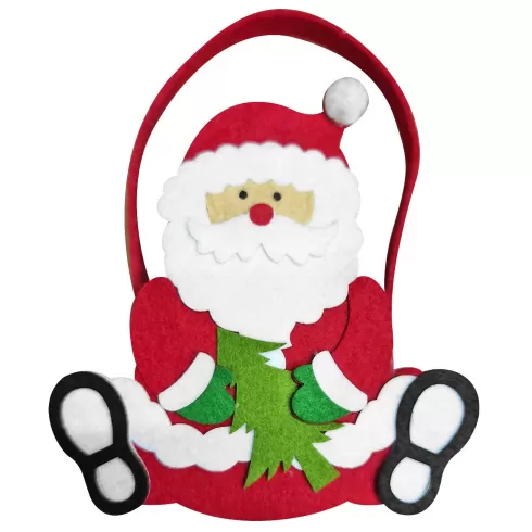 Xmasfest Καλάθι τσόχινο Άγιος Βασίλης 20x15x6cm 1133408