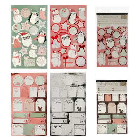 Χριστουγεννιάτικες αυτοκόλλητες ετικέτες για δώρα 100 τεμάχια τυχαία επιλογή σχεδίου (αγγλικά και γερμανικά) 45272