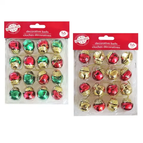 Καμπανάκια σχέδιο κουκουνάρι σετ 16τεμ 2x2cm 1 σετ Xmasfest 1133614 τυχαίο χρώμα