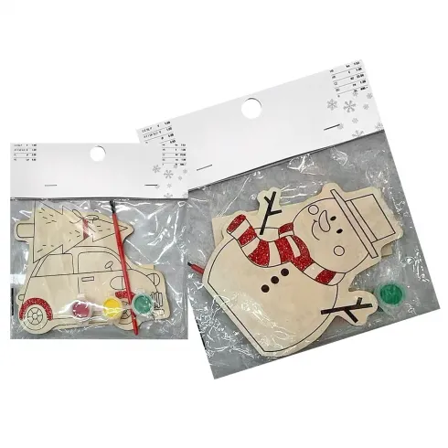 Διακοσμητικό DIY ξύλινο με χρώματα & πινέλο 15x12cm 1τεμ Xmasfest 1133990 τυχαίο χρώμα-σχέδιο-επιλογή