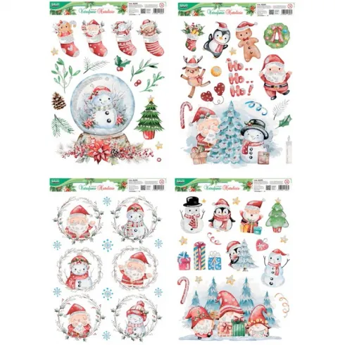 Αυτοκόλλητα Lebez Christmas glitter για παράθυρο 30x37cm (82091) 1τμχ τυχαίο σχέδιο