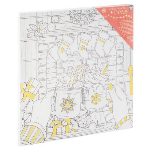 Craft ID Προσχεδιασμένο τελάρο 30x30cm με 6 μαρκαδόρους Στολισμένο τζάκι