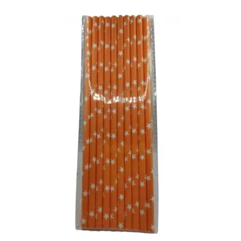 Καλαμάκια χάρτινα αστέρια Homie 3766 πορτοκαλί