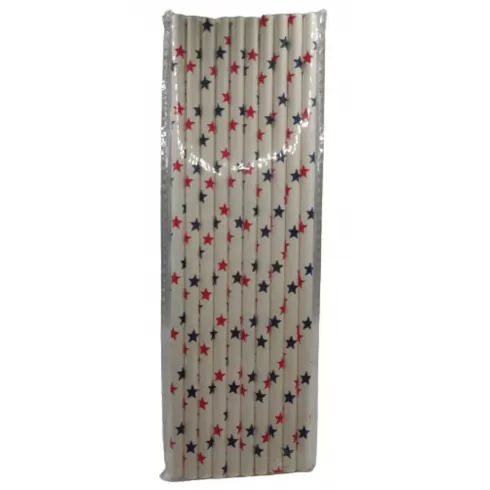 ΚΑΛΑΜΑΚΙΑ ΧΑΡΤΙΝΑ 10ΤΕΜ ΑΣΤΕΡΙΑ 20cm Homie 3766 17-46 ΜΠΛΕ - ΚΟΚΚΙΝΟ