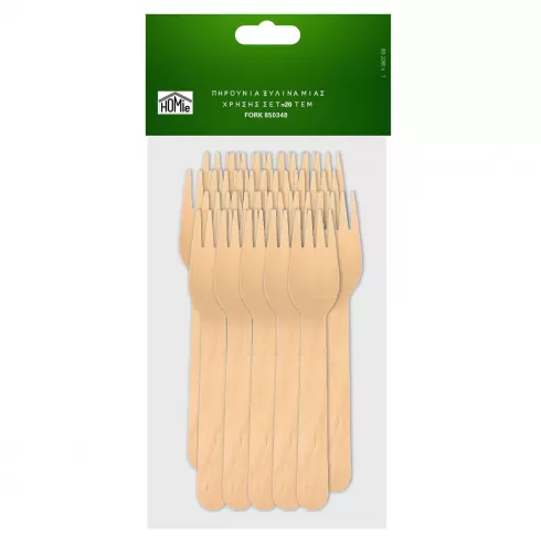 Πηρούνια ξύλινα μιας χρήσης σετ 20 τεμαχίων 16cm 1002100