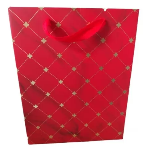 Τσάντα Δώρου Κόκκινη με Χρυσούς Ρόμβους DF-655S 23 x 18 x 10 cm