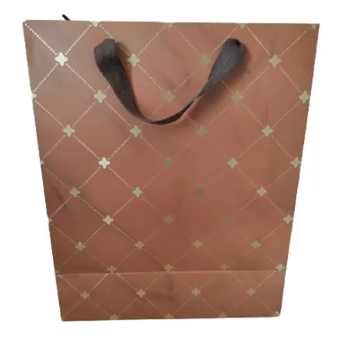 Τσάντα Δώρου Καφέ με Χρυσούς Ρόμβους DF-655M 32 x 26 x 12 cm