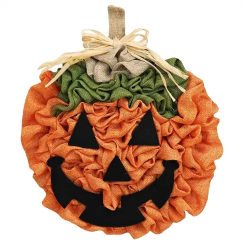 Διακοσμητική Halloween κολοκύθα από λινάτσα ø26cm 1τεμ Carnavalista 232656