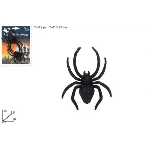 Διακοσμητική αράχνη Halloween σετ 2 τεμαχίων 13x10cm μαύρο