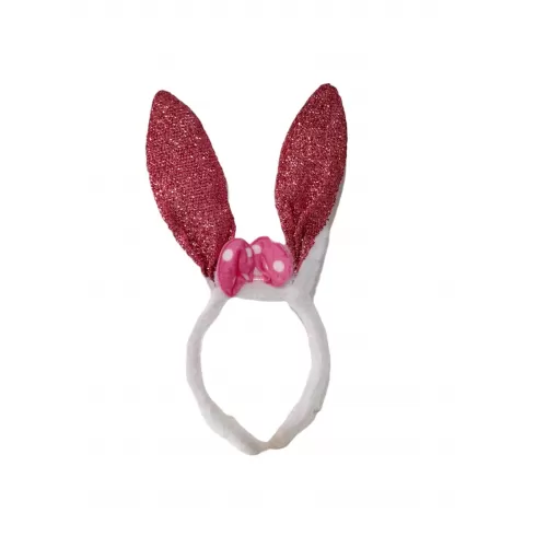 Στέκα ροζ αυτιά λαγού με στρας φιόγκος Carnavalista 231106