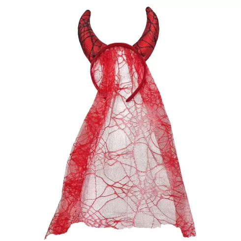 Στέκα Devil με κέρατα και πέπλο 60x19cm Carnavalista 232556
