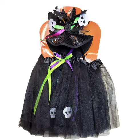 Σετ αμφίεσης Halloween μάγισσα με νεκροκεφαλές Carnavalista 232667