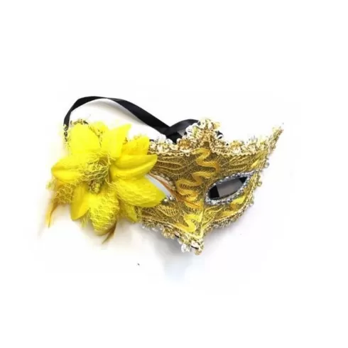 Μάσκα κίτρινη με λουλούδι 20x10cm Carnavalista 232156