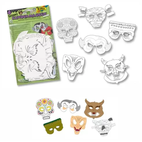 olia Σετ 6 τεμαχίων μάσκες χειροτεχνίας χάρτινες για διακόσμηση και ζωγραφική 23239