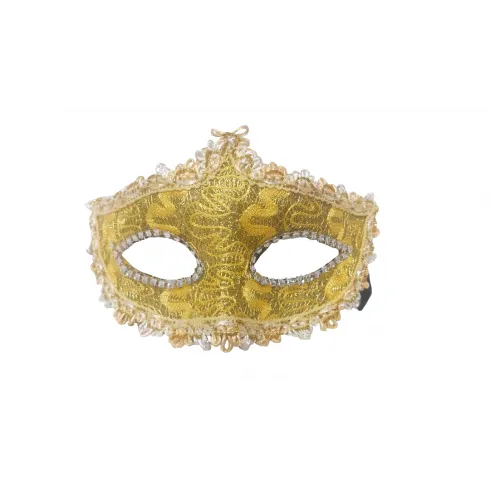 Μάσκα βενετσιάνικη κίτρινη 15x10cm Carnavalista 23470