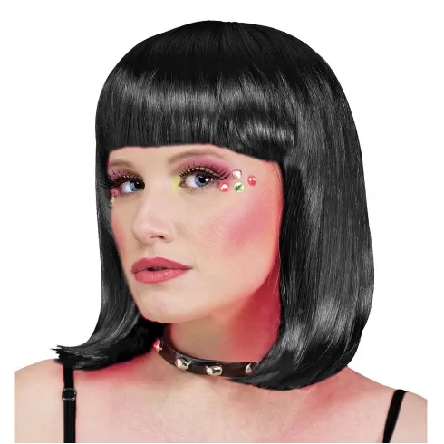 Αποκριάτικη περούκα μακρύ καρέ αφέλειες Carnavalista 232464 - Μαύρο #1